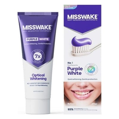 خمیر دندان سفیدکننده و ضد زردی میسویک مدل Purple White با سفیدی نوری فوری ۷۵ میلی‌لیتر