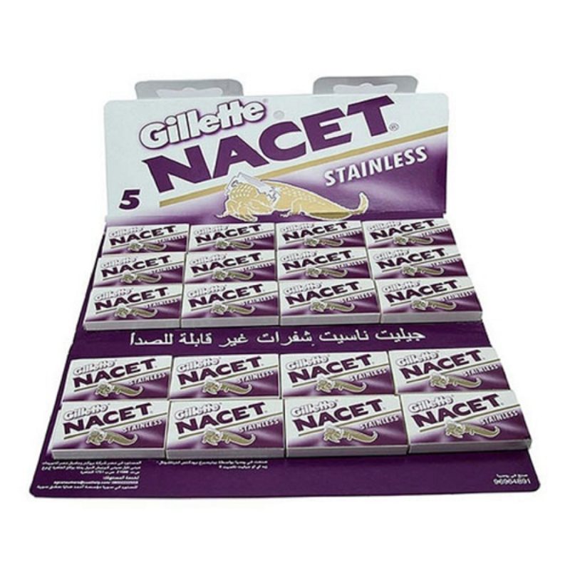 تیغ یدک سنتی ژیلت مدل Nacet (ناست) دولبه – جعبهٔ ۲۰ بستهٔ ۵ عددی
