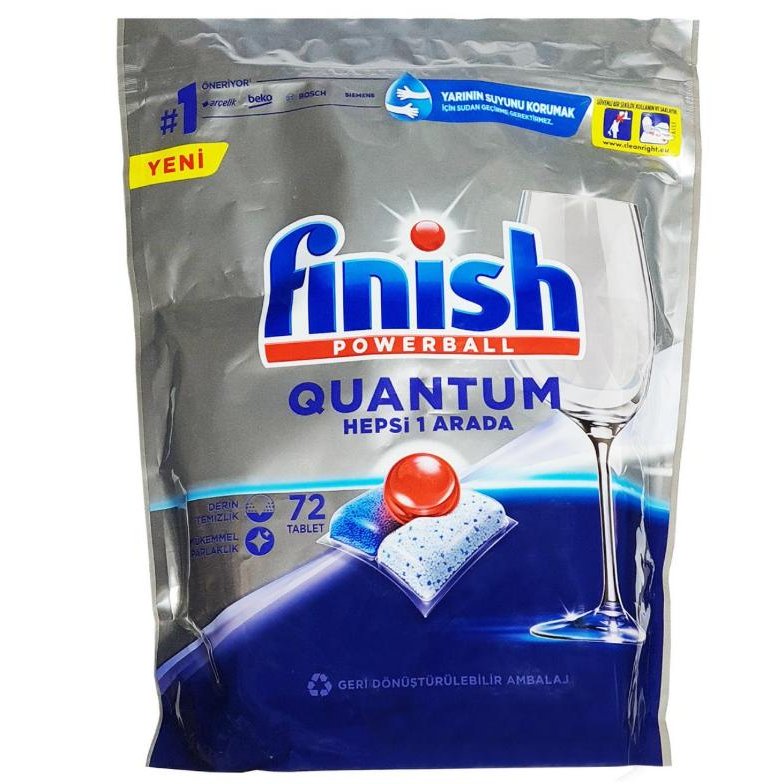 قرص ماشین ظرفشویی فینیش مدل Quantum همه‌کاره (Hepsi 1 Arada) رایحهٔ لیمو بستهٔ ۷۲ عددی