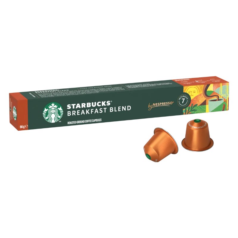 کپسول قهوه استارباکس مدل Breakfast Blend (برکفست بلند) سازگار با نسپرسو – بستهٔ ۱۰ عددی