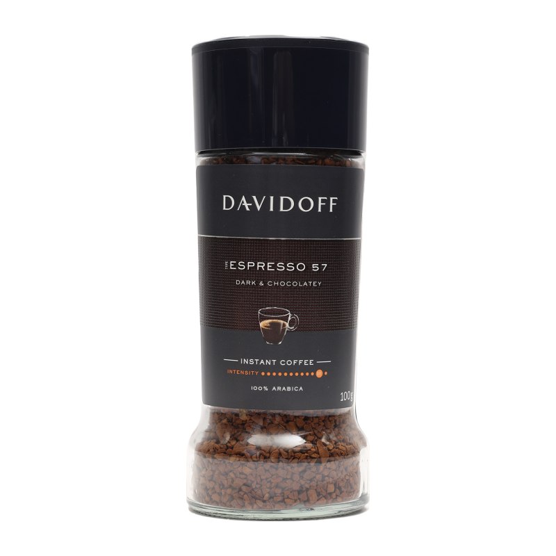 قهوه فوری دیویدوف مدل Espresso 57 (طعم تیره و شکلاتی) شیشه‌ای ۱۰۰ گرم