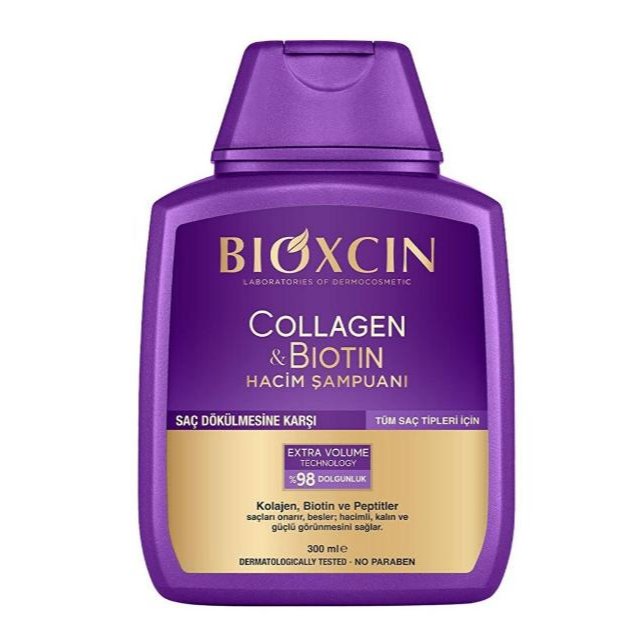شامپو حجم‌دهنده و ضد ریزش بیوکسین مدل Collagen & Biotin مناسب موهای نازک ۳۰۰ میلی‌لیتر