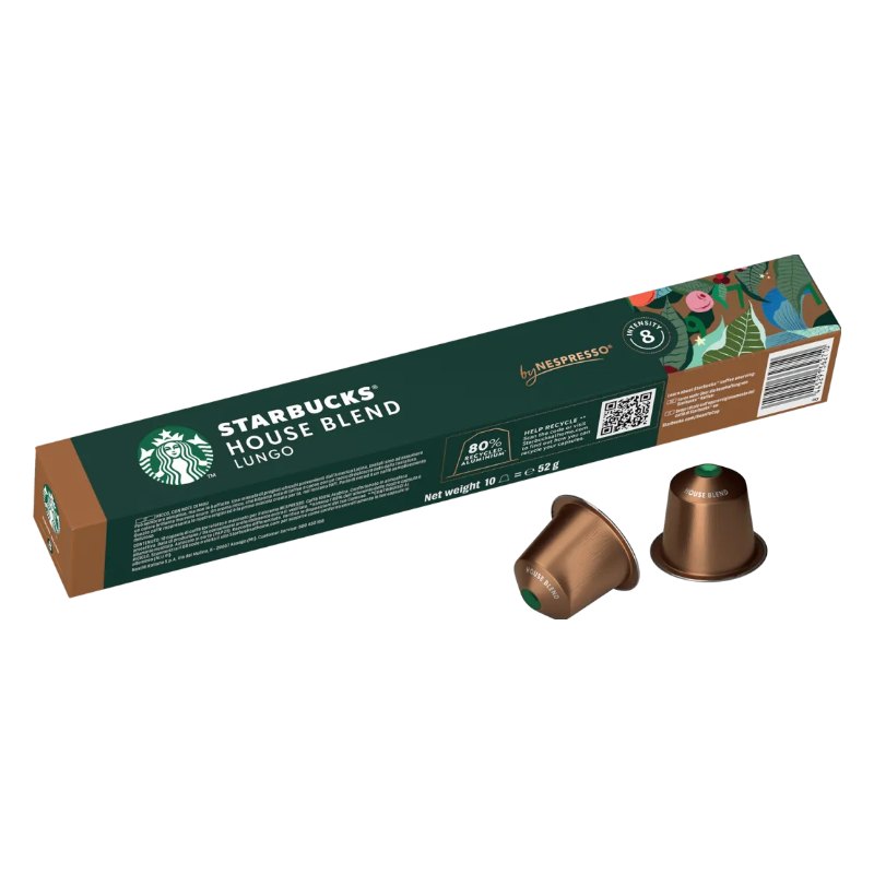 کپسول قهوه استارباکس مدل House Blend Lungo (هاوس بلند لانگو) سازگار با نسپرسو – بستهٔ ۱۰ عددی