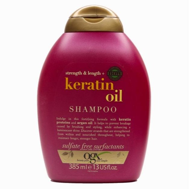 شامپو مغذی و ضد شکنندگی او جی ایکس مدل Keratin Oil با کراتین و روغن آرگان ۳۸۵ میلی‌لیتر