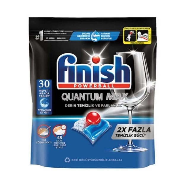 قرص ماشین ظرفشویی فینیش مدل Quantum Max همه‌کاره (Hepsi 1 Arada) با اثر طراوت بستهٔ ۳۰ عددی
