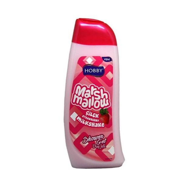 شامپو بدن هوبی سری Marshmallow مدل Strawberry Milkshake با رایحهٔ توت‌فرنگی (میلک‌شیک توت‌فرنگی) ۵۰۰ میلی‌لیتر