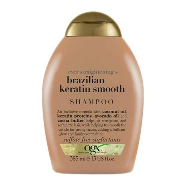 شامپو صاف‌کننده و ترمیم‌کنندهٔ او جی ایکس مدل Brazilian Keratin Smooth مناسب موهای خشک و شکننده ۳۸۵ میلی‌لیتر