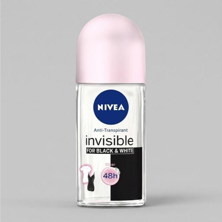 مام رول ضد تعریق زنانه نیوآ مدل Invisible Black & White Clear ضد لک لباس ۵۰ میلی‌لیتر