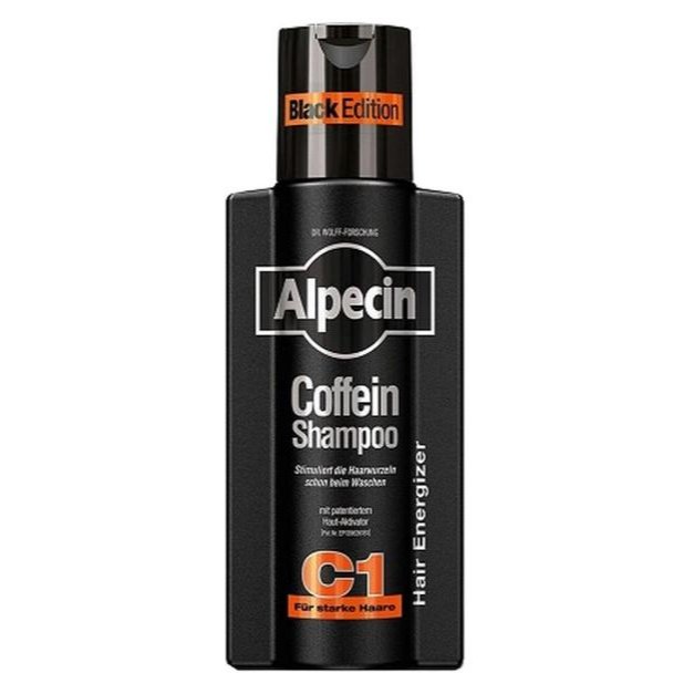 شامپو کافئین تقویت‌کننده و ضد ریزش آلپسین مدل C1 Black Edition مخصوص موهای نازک ۲۵۰ میلی‌لیتر