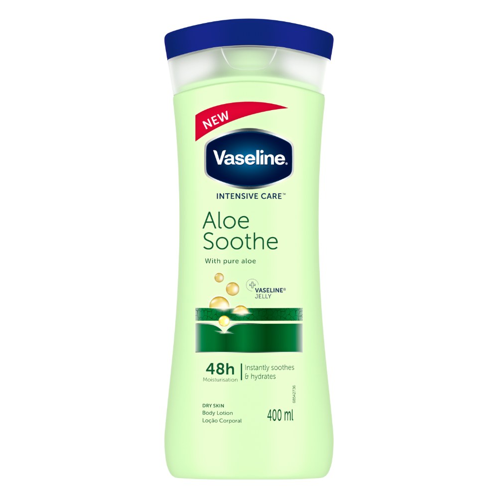 لوسیون بدن وازلین مدل Intensive Care Aloe Soothe با عصارهٔ آلوئه‌ورا آبرسان و تسکین‌دهنده ۴۰۰ میلی‌لیتر